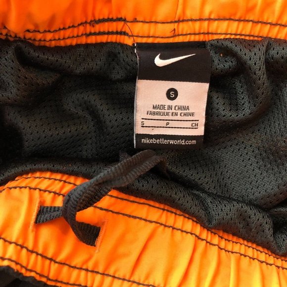 Nike Mens Swim Trunks Mesh Lined Drawstring Cargo Pocket Gray Orange S - Picture 4 of 4